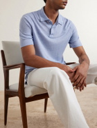 Hartford - Knitted Linen Polo Shirt - Blue