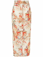 ETRO Printed Cotton & Silk Midi Sarong Skirt