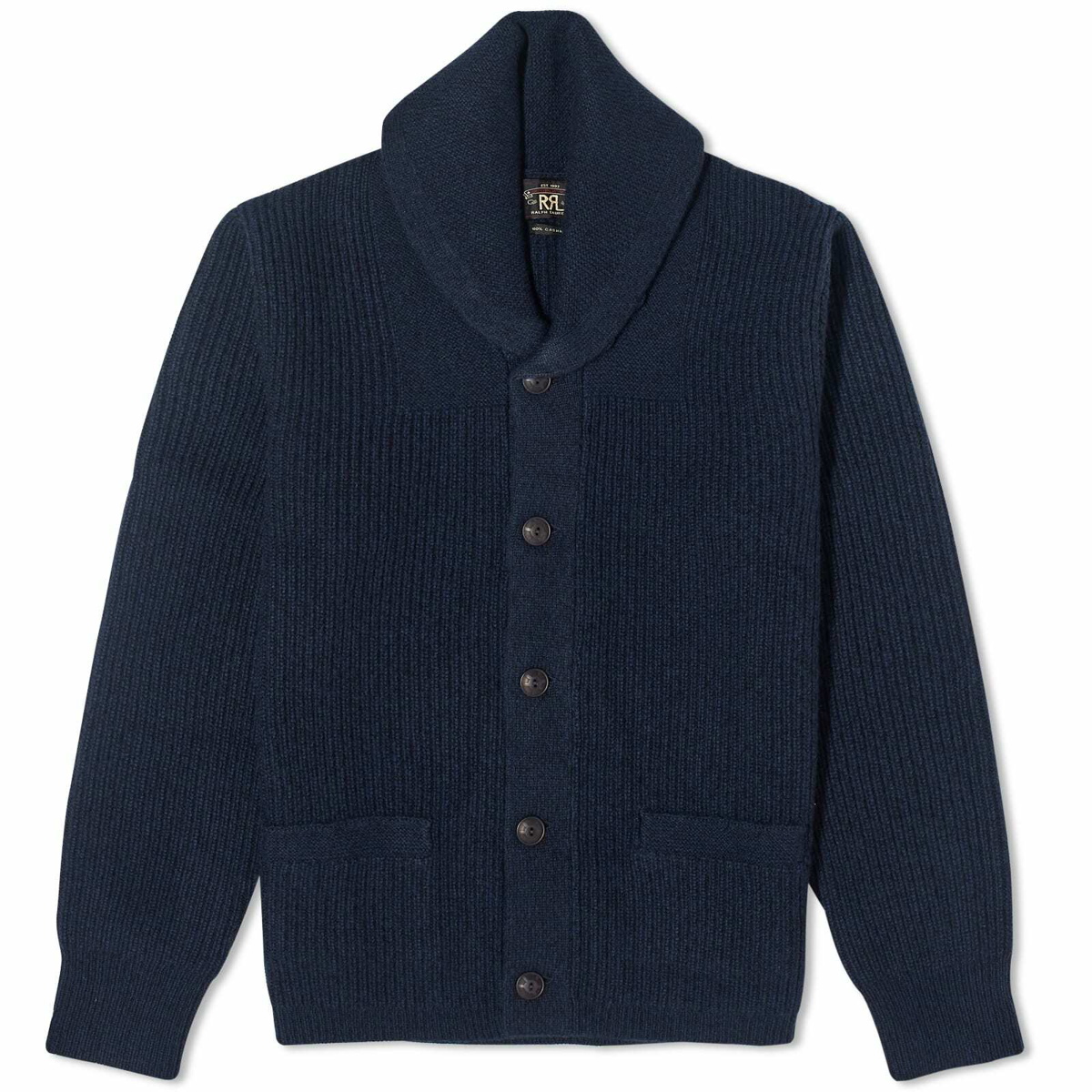 RRL Men's Shawl Collar Cardigan in Navy Heather RRL