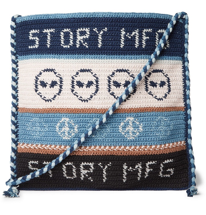 Photo: Story Mfg. - Stash Tasselled Crochet-Knit Organic Cotton Messenger Bag - Multi