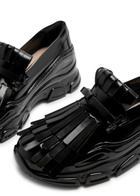 Simone Rocha Tracker Loafer Fringed Leather Sneakers Black