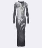 Jean Paul Gaultier Printed mesh maxi dress
