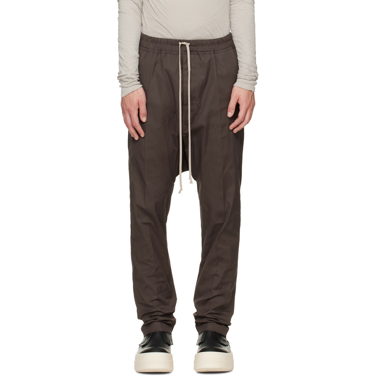 Rick Owens Gray Tower Drawstring Long Trousers