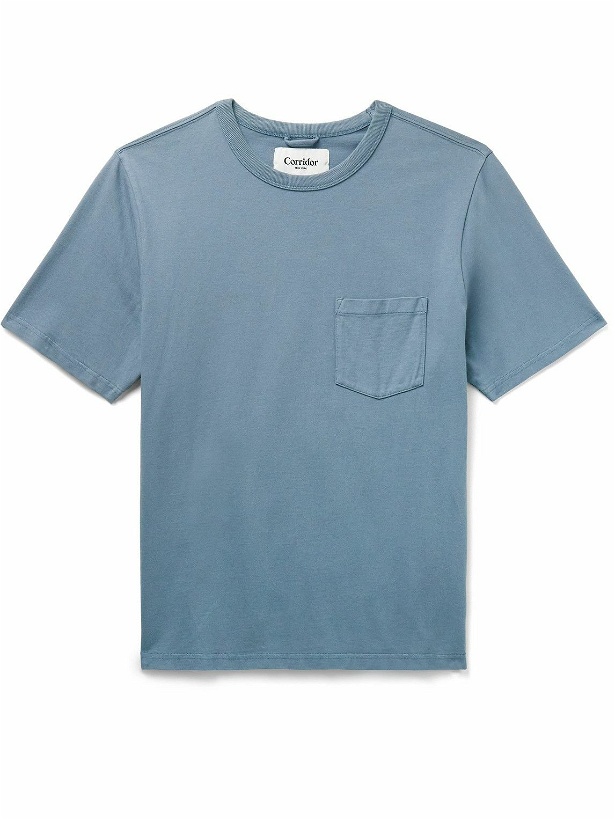 Photo: Corridor - Garment-Dyed Cotton-Jersey T-Shirt - Blue