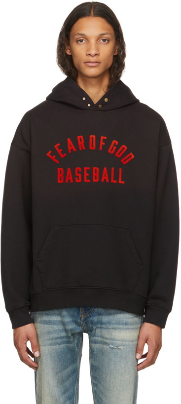 Photo: Fear of God Black Baseball Logo Hoodie