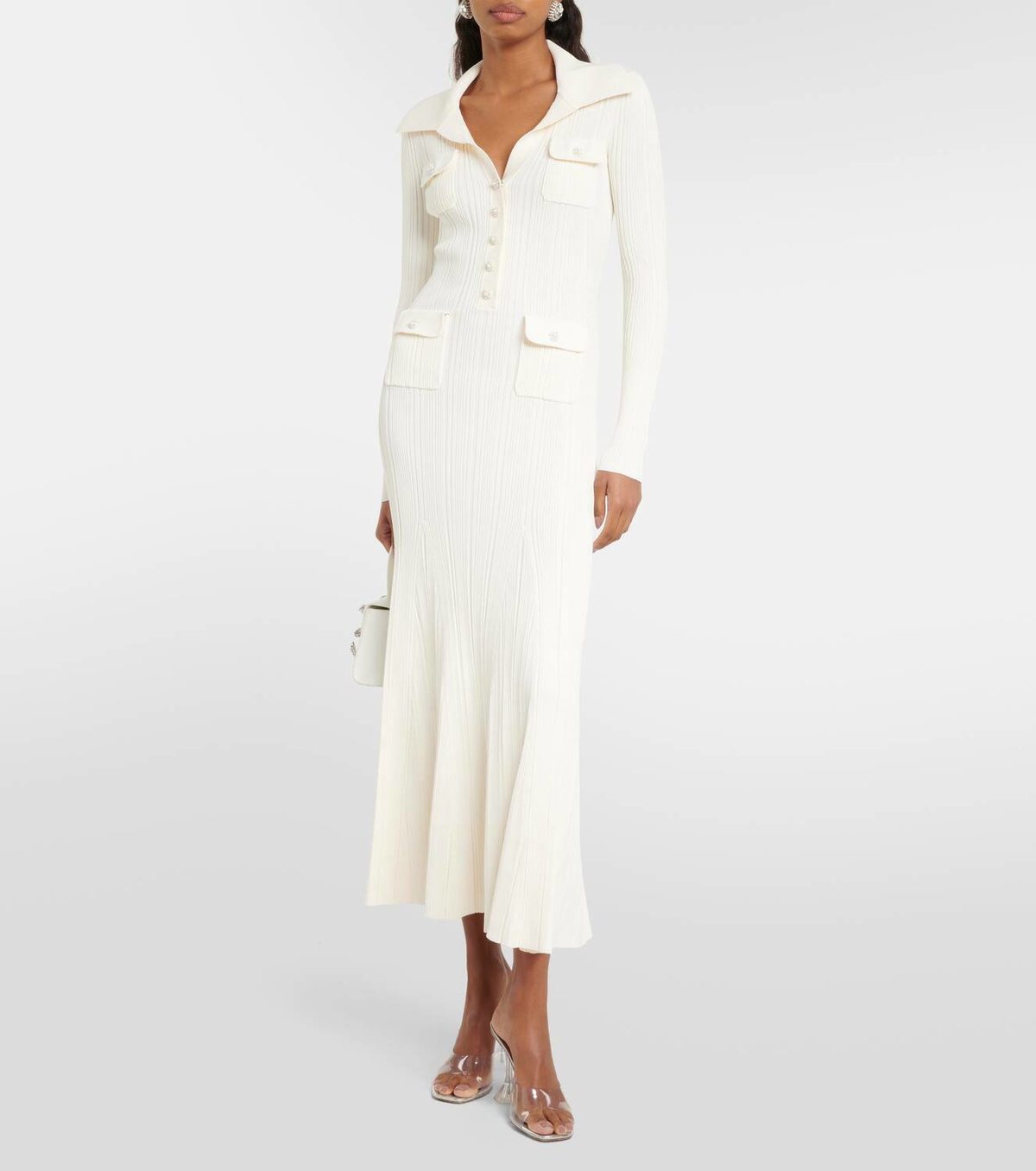 Self-Portrait Ribbed-knit midi dress Self-Portrait