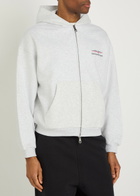 Cole Buxton Hooded Printed Cotton Sweatshirt Light Grey