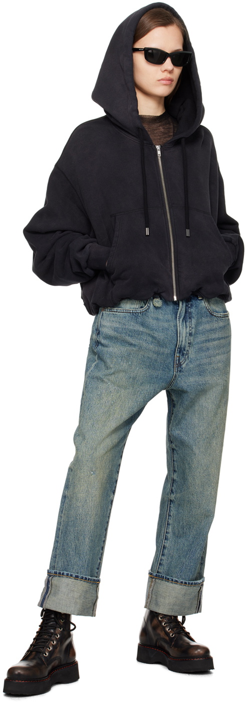 R13 Black Zip Hoodie
