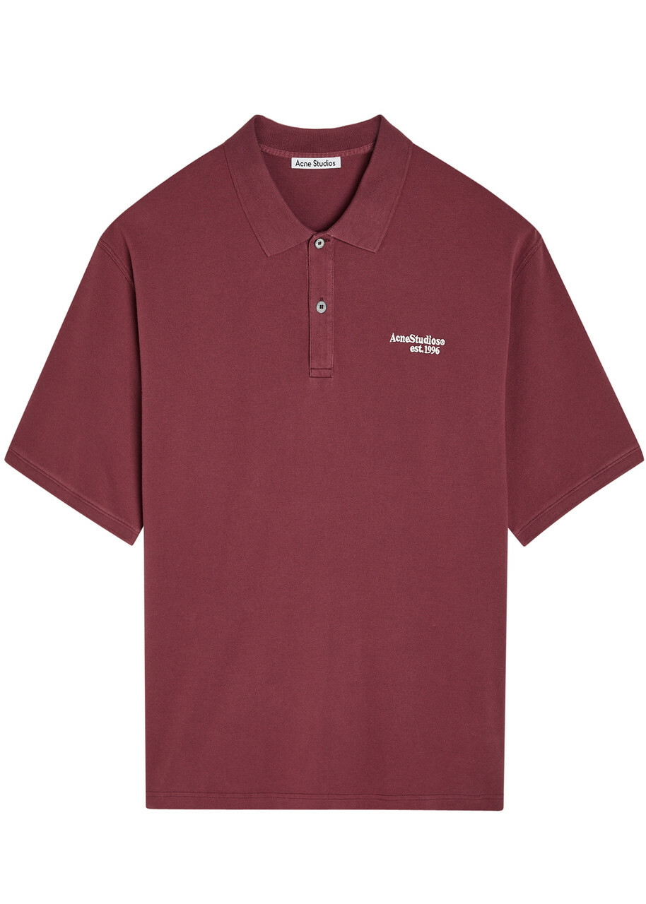 Acne Studios Logo-embroidered Cotton Polo Shirt Red