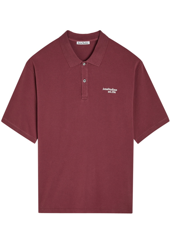 Photo: Acne Studios Logo-embroidered Cotton Polo Shirt Red