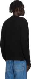 Hugo Black Embroidered-Logo Sweater