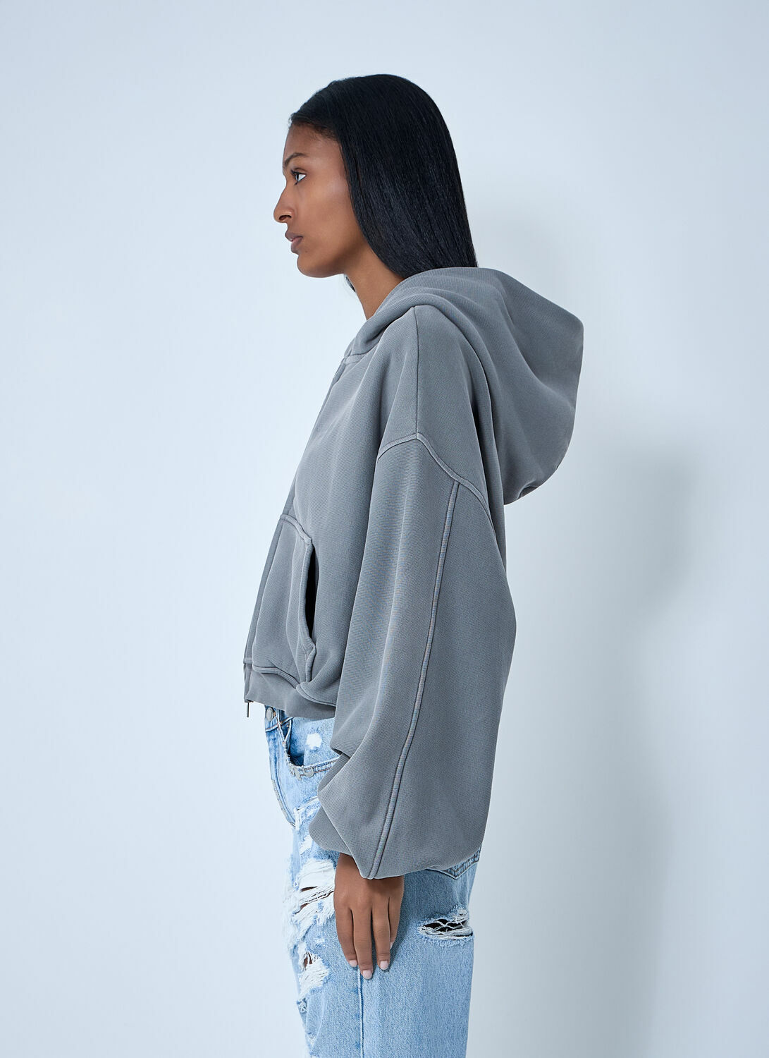 Alexander Wang Crop Zip-Up Sweateshirt