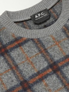 A.P.C. - Heidi Checked Knitted Sweater - Gray