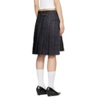 Thom Browne Navy Pleated Denim Miniskirt