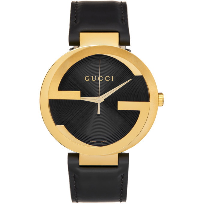 Photo: Gucci Black and Gold Interlocking G Watch
