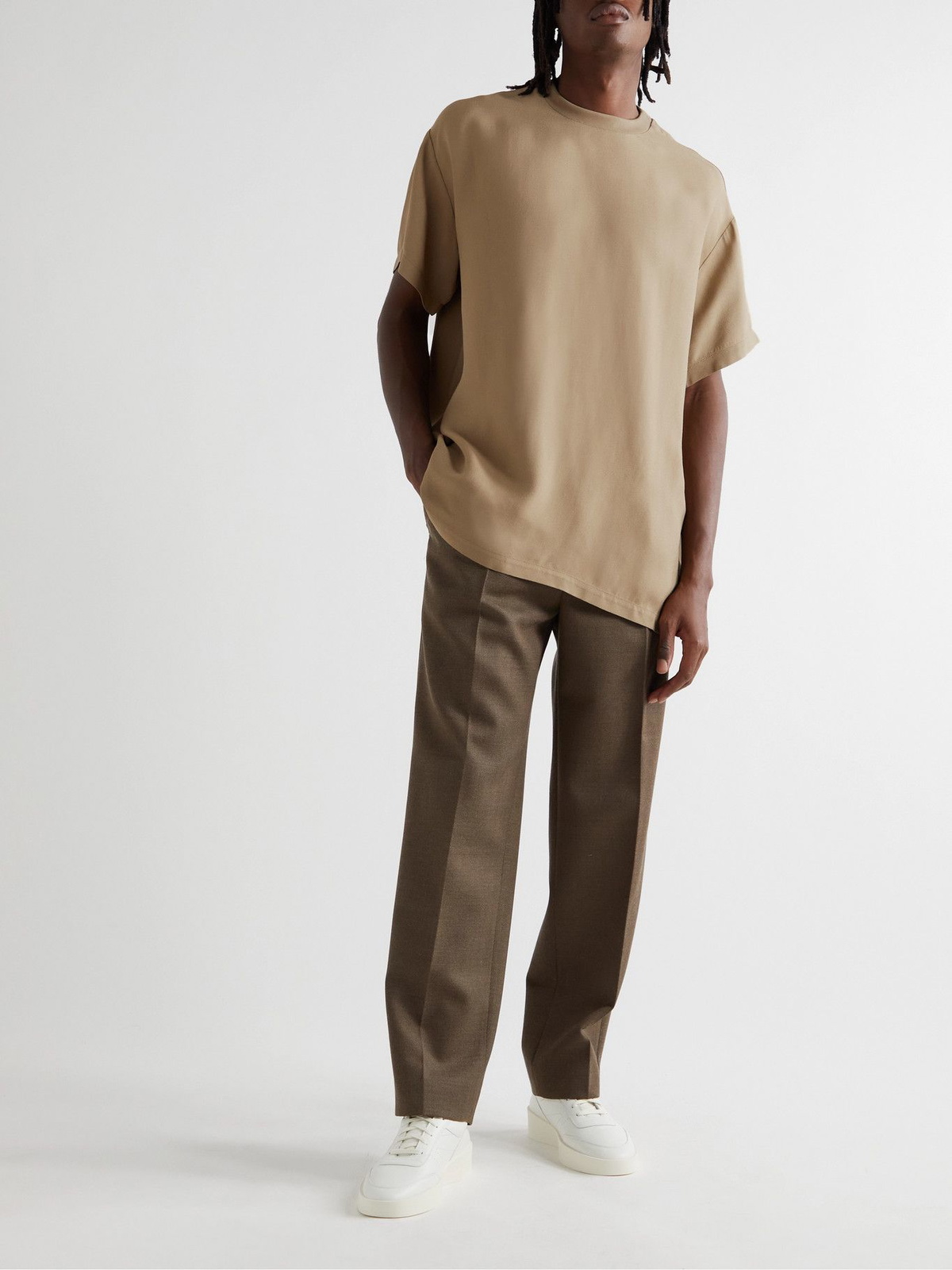 Fear of God - Oversized Satin-Crepe T-Shirt - Neutrals Fear Of God