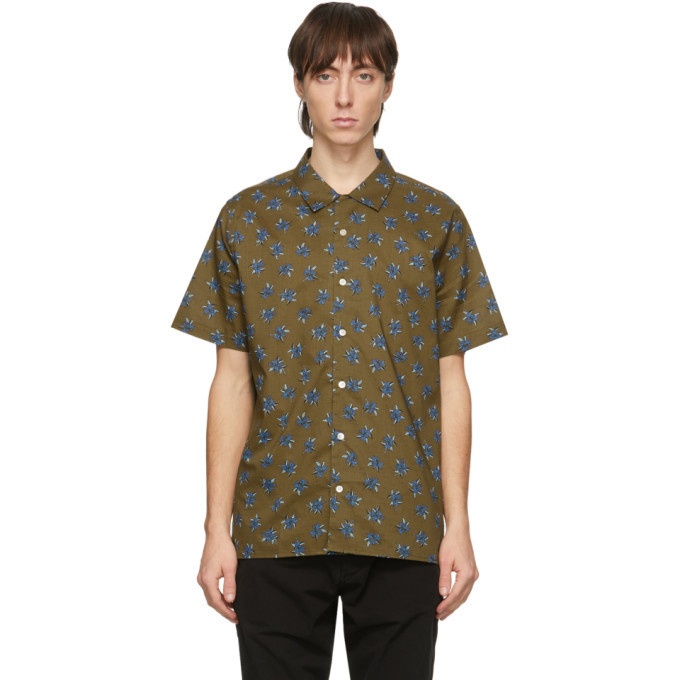 Photo: PS by Paul Smith Khaki and Blue Floral Short Sleeve Shirt
