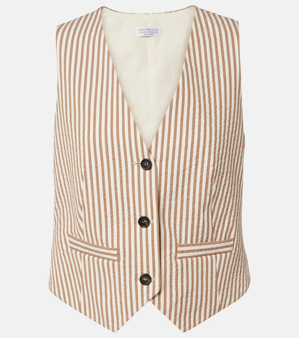 Brunello Cucinelli Striped cotton-blend vest