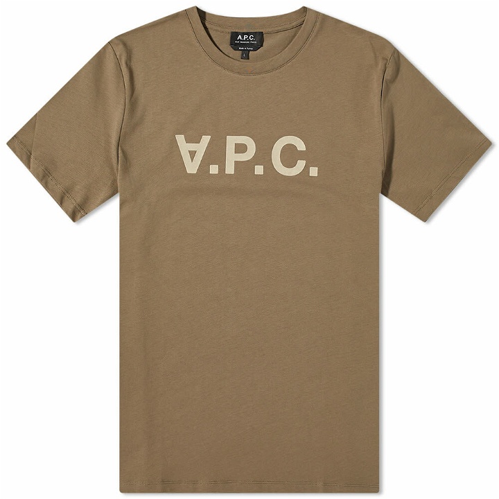 Photo: A.P.C. Men's VPC Colour Logo T-Shirt in Khaki/Grey