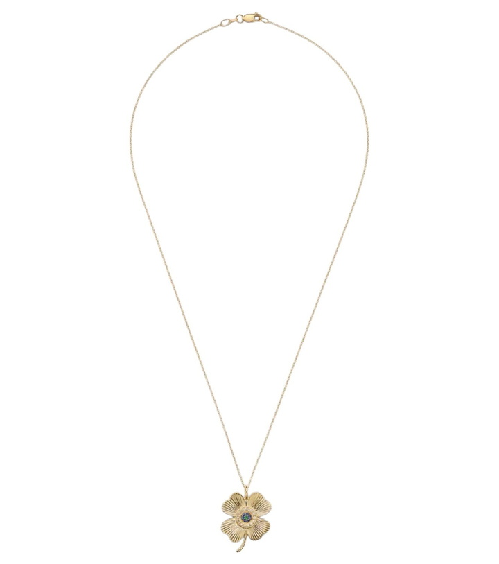 Photo: Ileana Makri Lucky Clover 18kt gold pendant necklace with gemstones