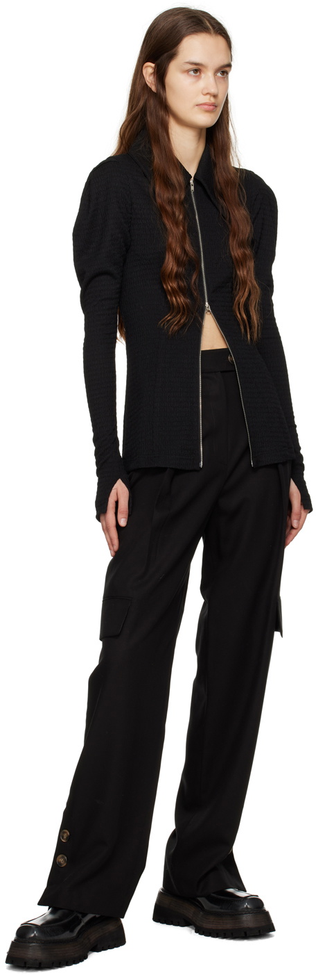 J KOO Black Shirring Shirt