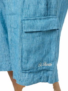 MC2 Saint Barth Man Denim Blue Linen Bermuda Marseille