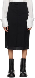 Subtle Le Nguyen Black Creased Midi Skirt