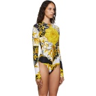 Versace Brown and Yellow Barocco Bodysuit