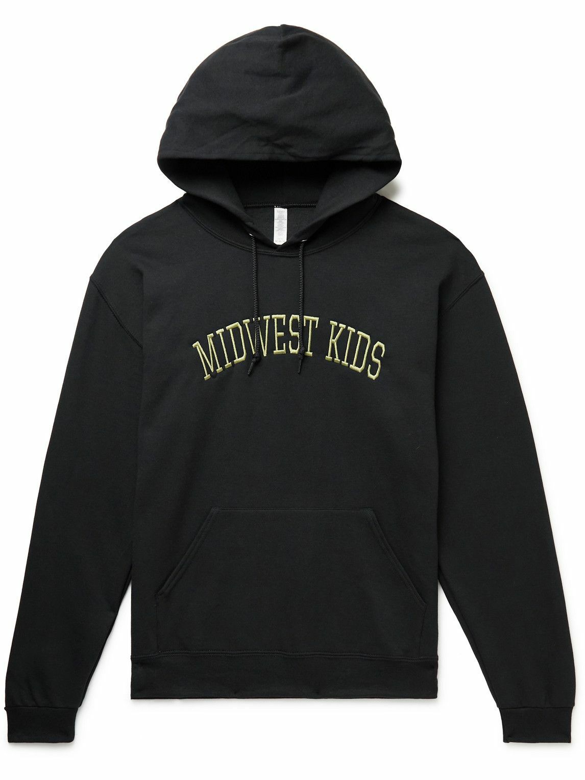 MIDWEST KIDS - Logo-Embroidered Cotton-Blend Jersey Hoodie - Black