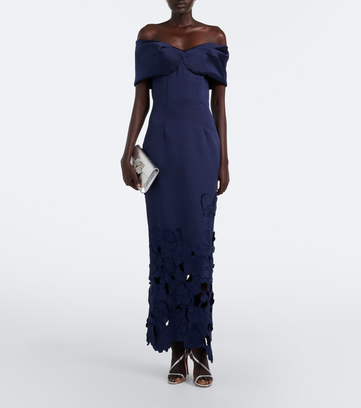 Costarellos Norelle off-shoulder satin midi dress