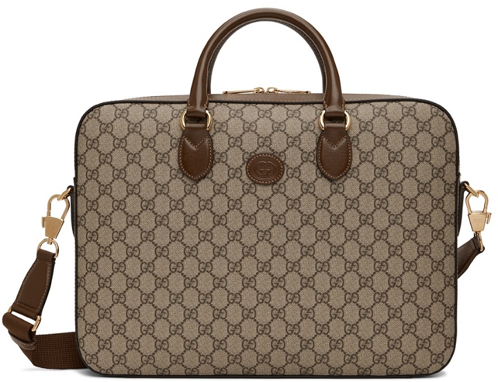 Photo: Gucci Beige & Brown GG Supreme Business Briefcase