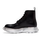 Alexander McQueen Black and Silver Lace-Up Boots