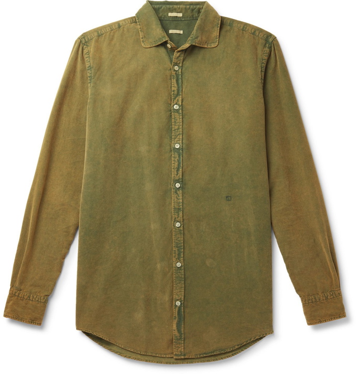 Photo: Massimo Alba - Canary Acid-Washed Cotton-Corduroy Shirt - Green
