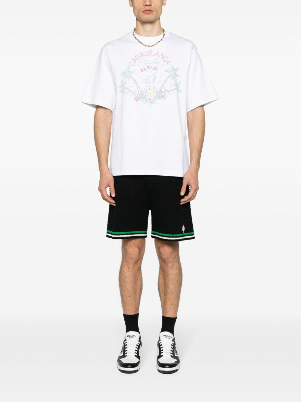 Casablanca White Logo Embroidery Organic Cotton T-Shirt