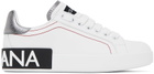 Dolce & Gabbana White & Silver Portofino Low Sneakers