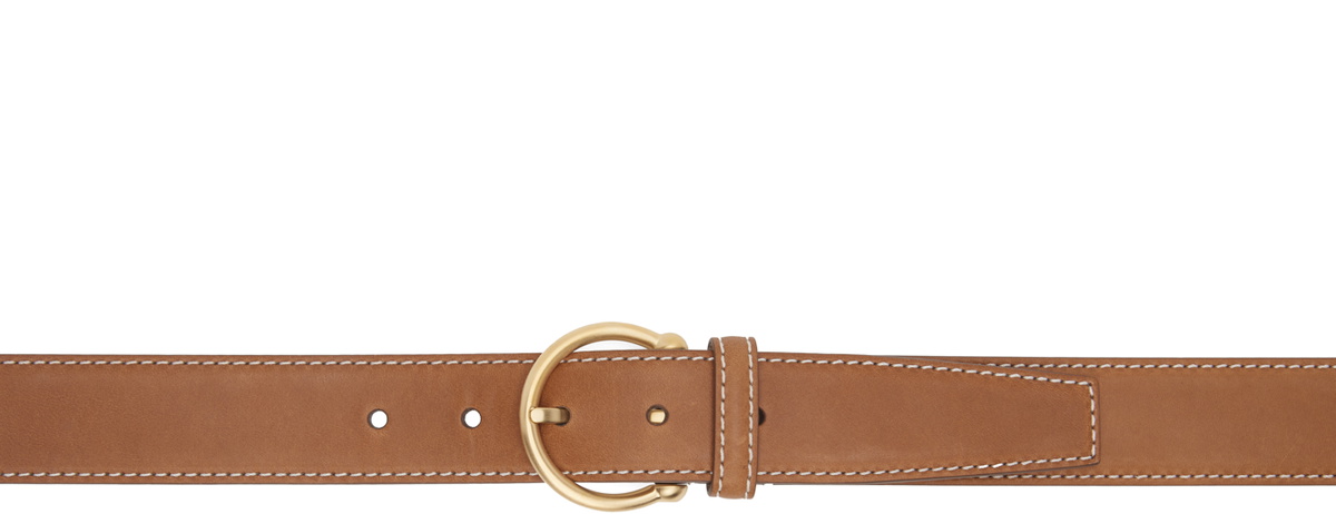 Thom Browne Brown Pebble Grain Round Buckle Belt