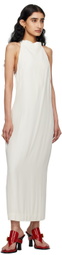 St. Agni Off-White Asymm Belt Back Midi Dress