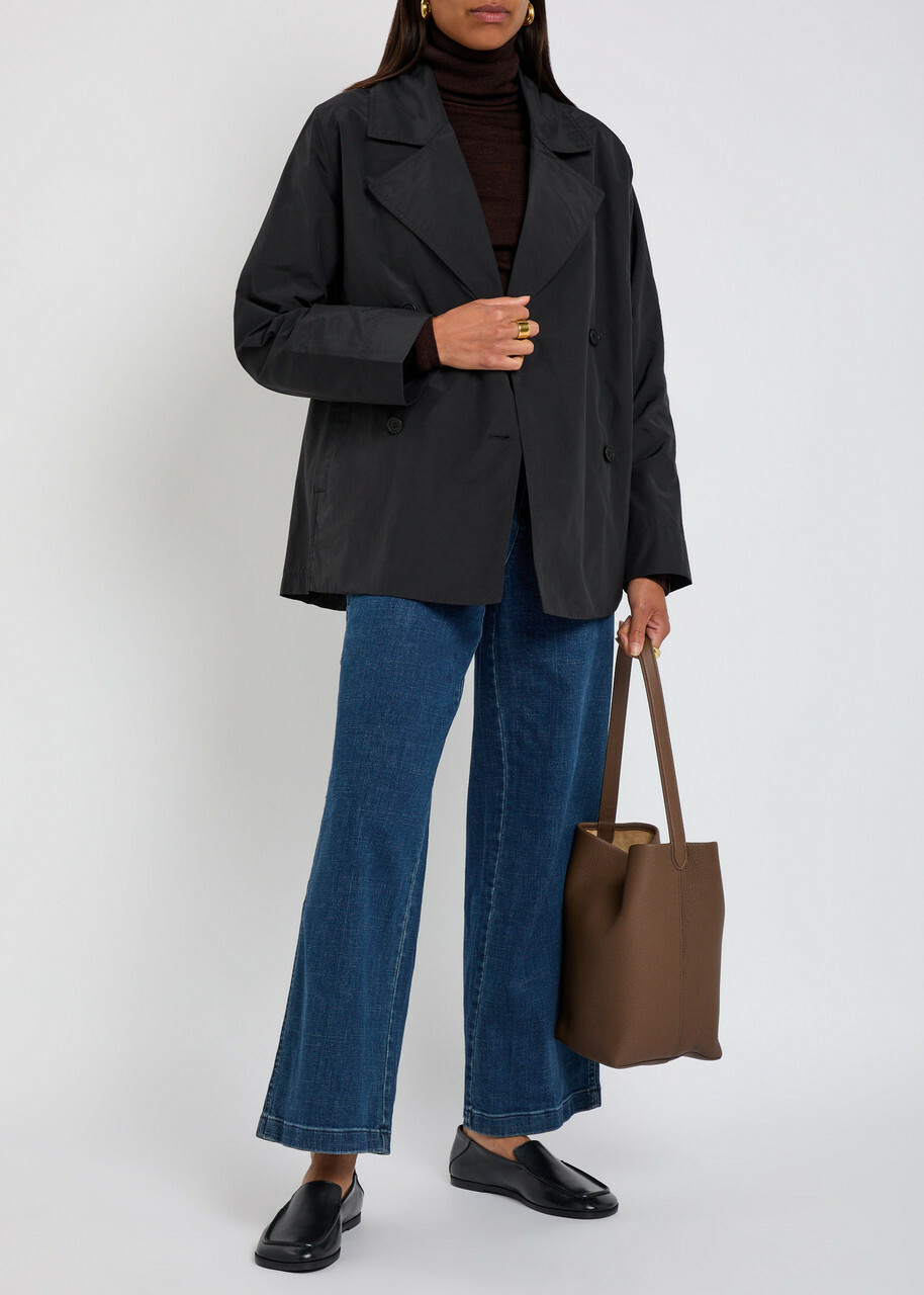 Eileen Fisher Double-breasted Shell Trench Jacket Black