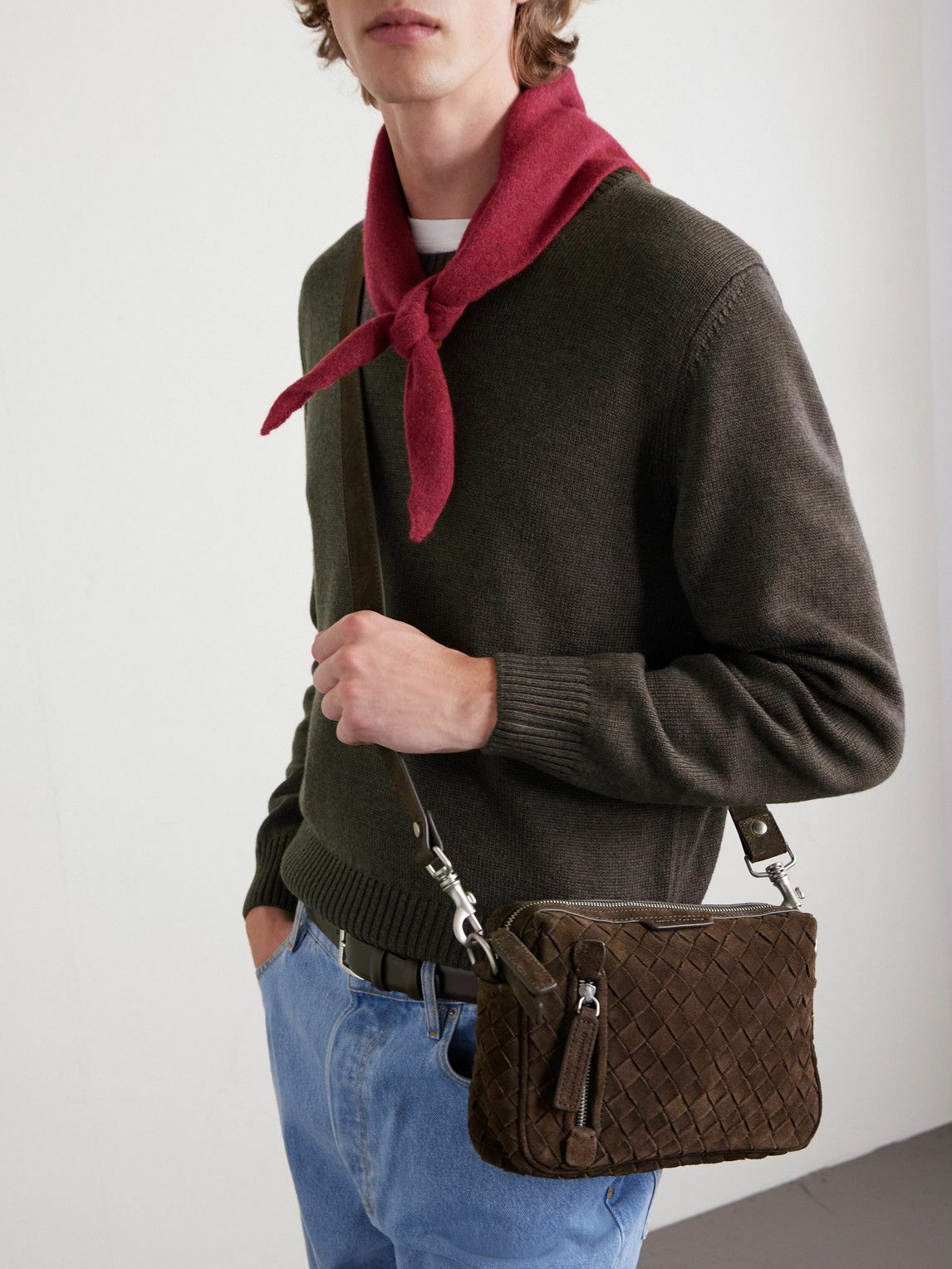 Officine Creative - Woven Suede Messenger Bag