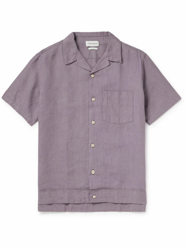 Photo: Oliver Spencer - Camp-Collar Linen Shirt - Purple