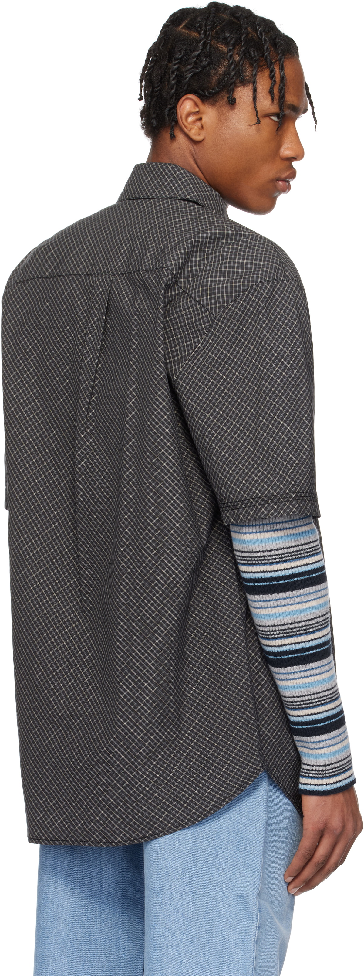 ERL Black Mini Plaid Short Sleeve Shirt