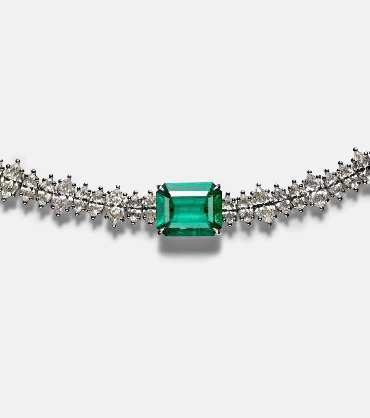 Anita Ko 18kt white gold choker with diamonds and emerald