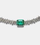 Anita Ko 18kt white gold choker with diamonds and emerald