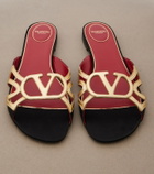 Valentino Garavani Wonderweb VLogo metallic leather slides