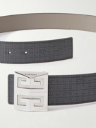 Givenchy - 4G 3.5cm Reversible Logo-Embossed Leather Belt - Gray