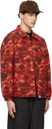 BAPE Red Color Camo One Point Coach Jacket