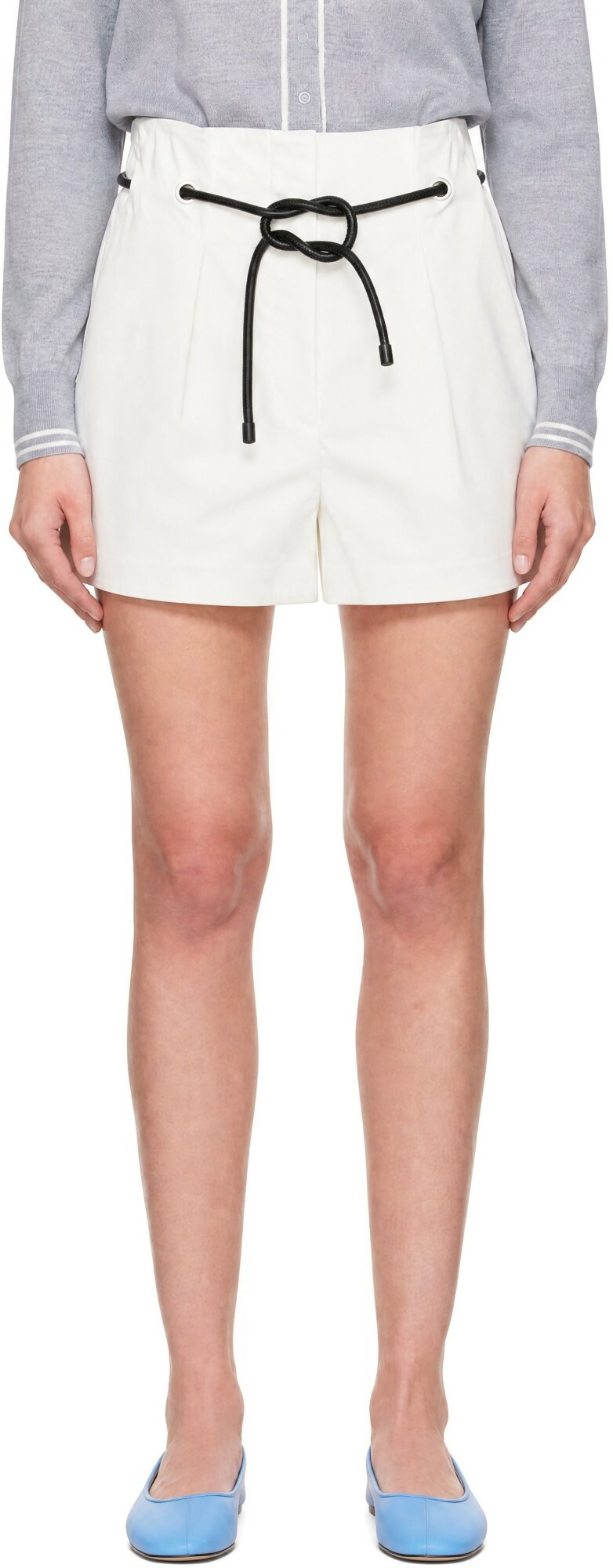 3.1 Phillip Lim White Origami Pleated Shorts