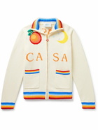 Casablanca - Casa Club Intarsia Cotton Zip-Up Cardigan - Neutrals