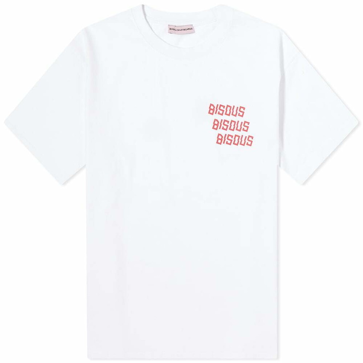 Photo: Bisous Skateboard Women's s x3 Back Logo T-Shirt in White