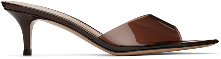 Photo: Gianvito Rossi Brown Elle 55 Mules